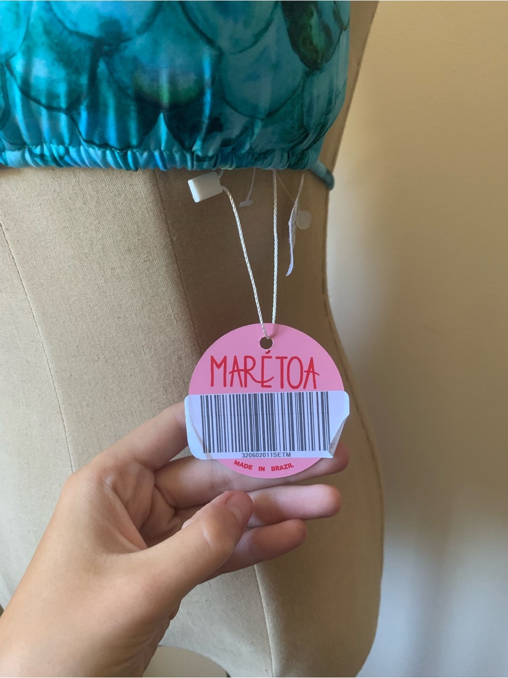 Maretoa Blue Mermaid Scale Triangle Bikini Top - Picture 3 of 4
